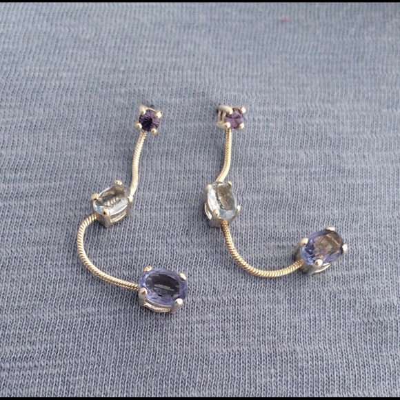 Three-Stone Sterling Earrings - Picture 2 of 8